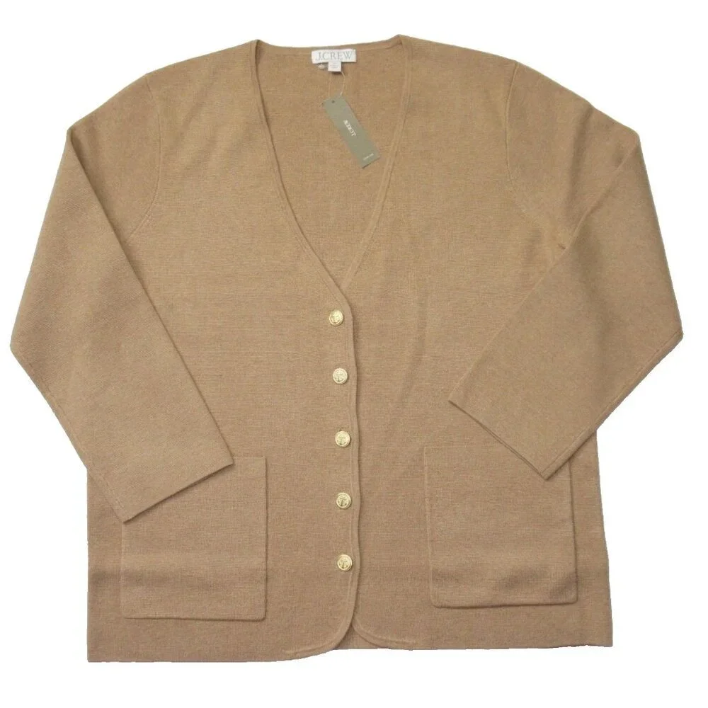 NWT J.Crew Giselle V-neck Sweater-Blazer in Heather Khaki Knit Cardigan S